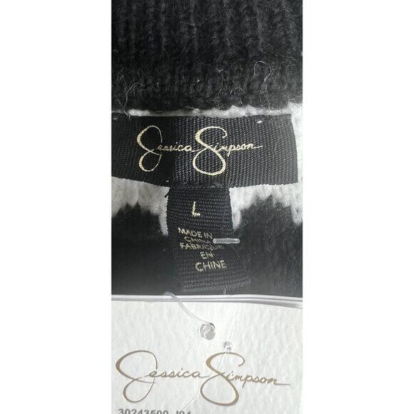 Jessica Simpson Croped Black & White Striped Textured Sweater Large - Picture 8 of 11